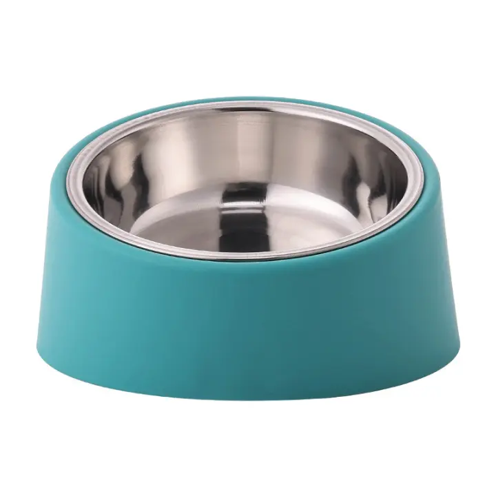 Cuenco para perros y gatos de acero inoxidable de varios colores con base de plástico antideslizante 15 °   Inclinación ergonómica para soporte del cuello y digestión - 1