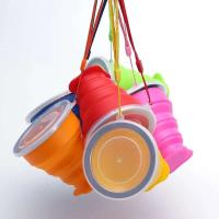 Taza de silicona para exteriores cubierta de 300 ml, suministros para acampar, taza VIE plegable portátil para senderismo y bebidas - details 4