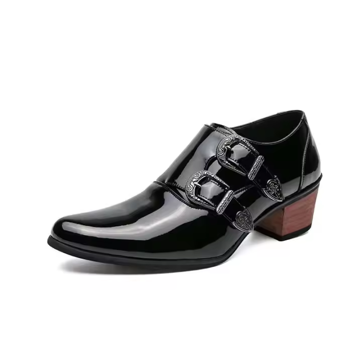 Nuevo 2025 tacones altos de danza irlandesa para hombre, diseño de moda de cuero Formal, hebilla grande 46, zapatos clásicos de marca con cremallera - 1