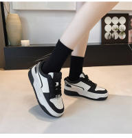 Zapatos blancos de plataforma de cuero, nuevas zapatillas versátiles en blanco y negro, zapatos de tablero de panda que aumentan la altura - details 11