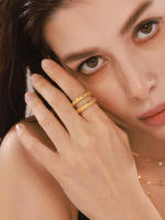 Anillo Karst Irregular de Estilo Fresco para Mujer Anillo Dedo de Oro Brillante Anillo de Boda Joyería Gifalo de Novia - details 2