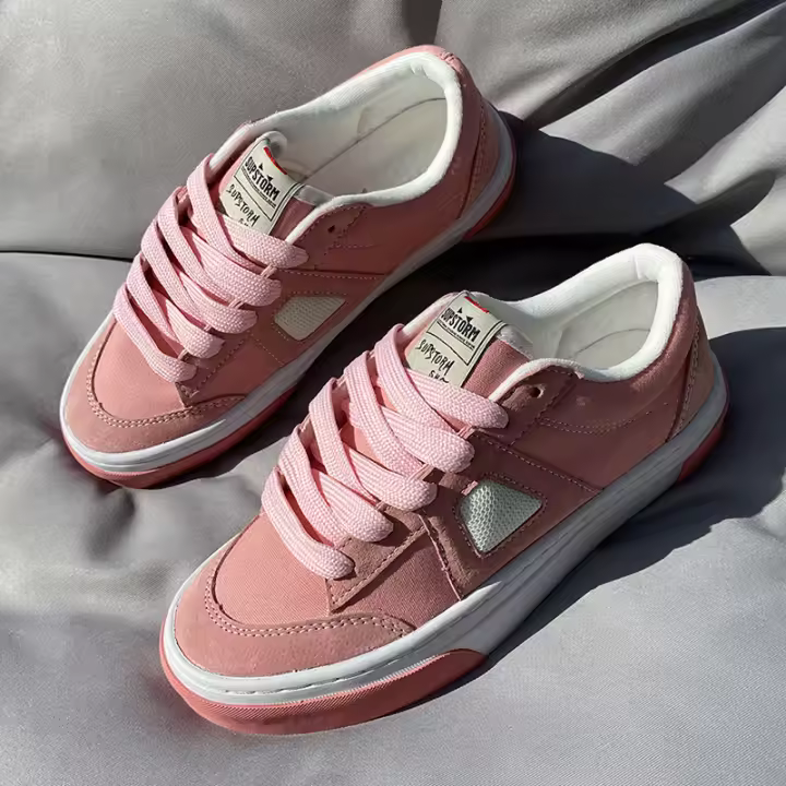 Zapatos de lona bajos con diseño de flor de cerezo rosa, tallas grandes para hombre y mujer, pareja versátil, tendencia deportiva y de ocio, zapatos de junta, zapatos de entrenamiento alemanes. - 1