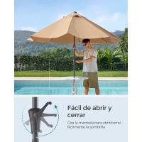 Sombrilla de Jardín 300 cm, UPF 50+, Parasol, 30 ° de Inclinación en dos Direcciones, con , para Patio, Terraza, , Piscina, sin Base, Beige GPU30BE - details 57