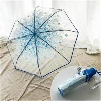 Paraguas coreano lindo mini fresco triple japonés flor de cerezo paraguas transparente, impermeable y resistente al viento - details 10