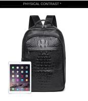 Mochila casual para hombres, mochila de cuero de moda, bolso de computadora de 15,6 pulgadas con patrón de cocodrilo, mochila de viaje - details 8