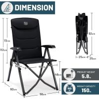 Silla de Camping Adulto 150kg Silla de Jardín Plegable Portátil de Alta Resistencia Respaldo Alto Silla Reclinable de 4 Posiciones para Campamento Picnic Jardín Caravana (1 Pc, Azul) - details 9