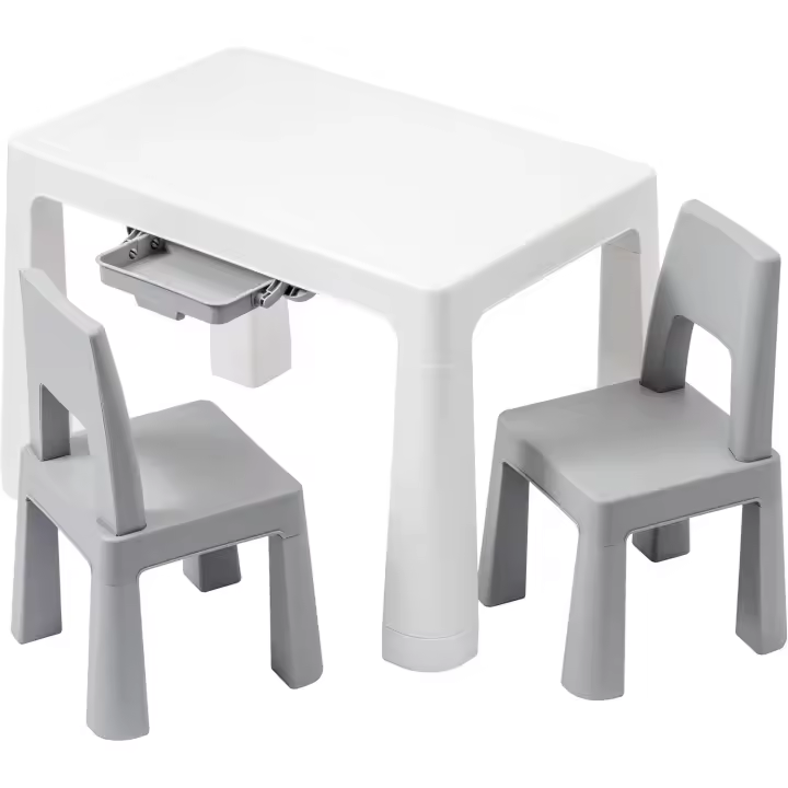 Mesa de Niños de Plástico Blanca con Compartimento Extraíble para Dibujar Estudiar 50x77x52 cm - 1
