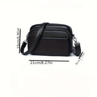 Elegante Bolso Cruzado de Cuero Genuino Cierre de Cremallera, Correa Ajustable, Borde Pintado - details 4