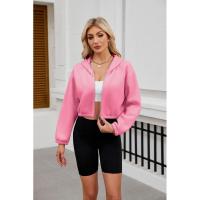 Sudadera con capucha y cremallera para mujer, estilo holgado, corto y plano, a la moda - details 5