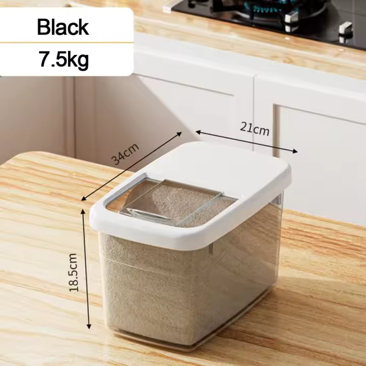 Cubo de arroz a prueba de humedad, contenedor de cereales transparente duradero a prueba de fugas, caja de almacenamiento de granos de arroz sellada impermeable conveniente - 1