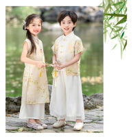 Conjunto Hanfu nacional para niños, Tang de verano para niños, nuevo estilo chino, Cheongsam para niñas y vestido de actuación para hermanos - details 14