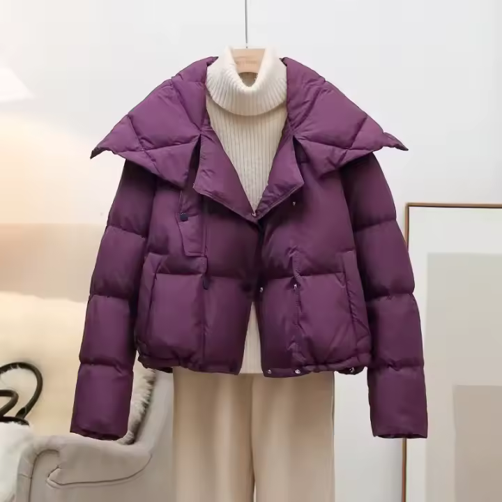Camiseta de pato blanco para mujer, chaqueta acolchada con doble botón, informal, para invierno, 2024 - 1