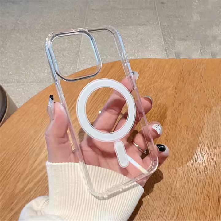 Fundas Transparentes de Acrílico con Cubierta Magnética Completa y Borde Suave, Agujero Grande, Anticaída, Compatible con Carga Inalámbrica para iPhone11 / 11pro / 11promax / 12 / 12mini / 12pro / 12pro / 13 / 13mini / 13pro / 13pro / 14 / 14pro - 1