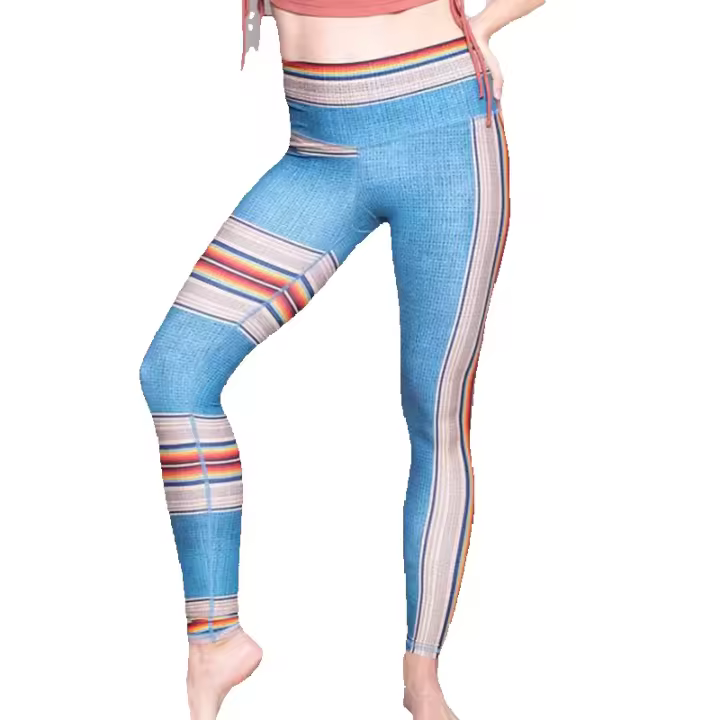 Nueva Europa y Estados Unidos comercio exterior transfronterizo de color de impresión de yoga ropa deportiva ajustada aptitud correr delgada de cintura alta pantalones de secado rápido femenina - 1