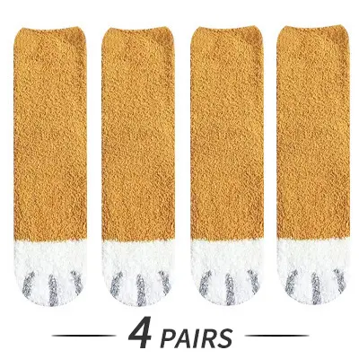Calcetines de Pierna de Gato para Mujer Cálidos, Suaves, Flufos, Diversiones, Animales Lindos - 1