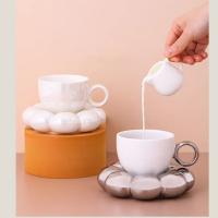 Taza de café de cerámica Macarone Taza de café con Plato Juego de girasol de cerámica nórdica Taza Estilo Ins Taza de avena con leche Decoración de mesa - details 4