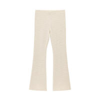 Conjunto francés de dos piezas para mujer, estilo europeo, top texturizado con cuello en U, pantalones acampanados - details 6
