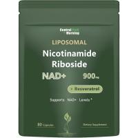 Suplemento NAD+ - Suplemento de ribosido de nicotinamida liposomial, resveratrol de ribosido de nicotinamida NAD 900 mg para antienvejecimiento, energía, 80 cápsulas, - details 0