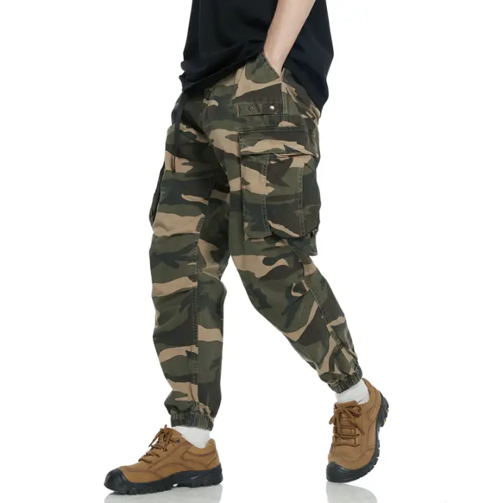 Pantalones Cargo de camuflaje para hombre, monos de herramientas con múltiples bolsillos para exteriores, pantalones informales de algodón para correr de ocio, otoño - 1