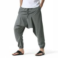 Pantalones de Lineno y Algodón para Hombres Pantalones Anchos Casuales con Cintura Baja - details 6