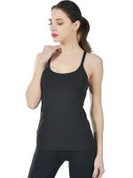 Top corto de manga corta cruzada para mujer, Camiseta deportiva de Yoga negra ajustada, Sujetador deportivo - details 0
