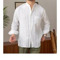 Camisa de Lino para Hombre Verano 2025 Cuello Henley Elegante Manga Larga Transpirable - details 30