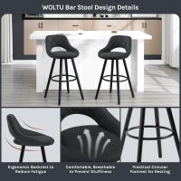 Juego de Taburetes de Cocina Alto 2 Piezas con Resalto y Reposapiés Altos para Bistro, Cafetería y Cocina Funda de Piel Sintética y Patas de Madera Blanco - details 22