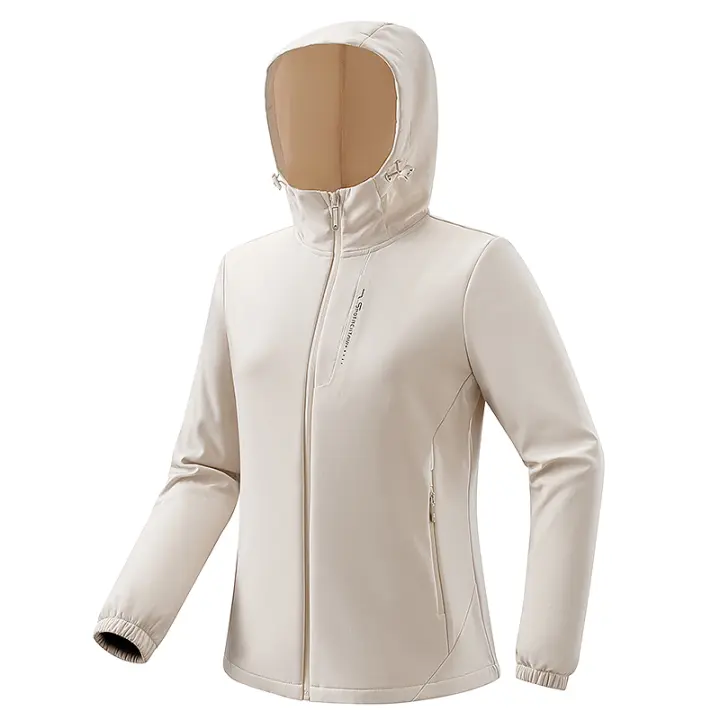 Chaqueta de forro polar Softshell para mujer, cortavientos Cálido impermeable para senderismo, Camping, escalada, esquí, chaquetas de invierno, 23661B, blanco - 1