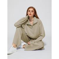 Conjunto casual de dos piezas para mujer: sudadera extragrande con media cremallera y pantalones deportivos de pierna ancha - details 41