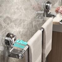 Barra de toalla retráctil con ventosa, soporte para toallas de baño montado en la pared sin perforación, drenaje giratorio, barra de toallero individual para ducha - details 12