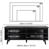 Mueble Moderno para Sala de Estar 4 Estantes de Almacenamiento Grande para Televisores de 55 Pulgadas 136 x 38 x 58 cm Madera Nero - details 2