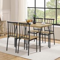 Juego de Mesa de Comedor de 4 Sillas Rectangular para 4 Personas Ideal para Comedor, Sala de Estar, Terraza Color Marrón - details 2