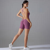 Hamidou-Conjunto de Yoga con espalda descubierta para mujer, Body de Fitness de alta elasticidad, ropa de gimnasio deportiva, Top corto de Fitness, Shockpro - details 22