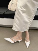 Sandalias de Cadena de Diamantes de Imitación Altas Puntiagudas Estilo Tacón Niche para Mujeres - details 21