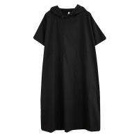 Elegante Vestido Oversize de Verano Manga Corta, Ajuste Suelto, Moda Vintage Negro para Mujeres - details 15