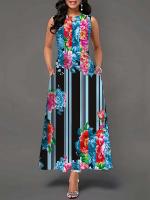 Women's Boho Long Dress Elegant Sleeveless Floral Print Casual Beach Party Summer Dress - details 36