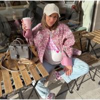 Chaqueta acolchada con estampado Floral para mujer, abrigo grueso de algodón con cuello levantado, ropa de abrigo a moda - details 1