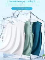 Chaleco de seda de hielo para hombre, camiseta sin mangas de verano de secado rápido de malla con hombros anchos, chaleco deportivo de talla grande con hombros huecos para Fitness - details 14