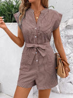 Mono de verano a rayas para mujer, mono de manga corta, pantalones cortos - details 27