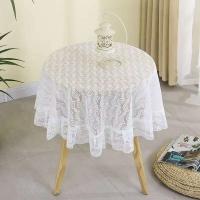 Mantel ENCE blanco retro europeo ahuecado, cubierta de mesa central, tela antipiscina para sala de estar, mesa de comedor redonda, - details 3