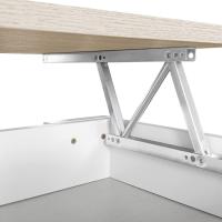 Elevable, Mesita de Salón o Comedor, Color Blanco con Tapa Cambria, Medidas - details 4
