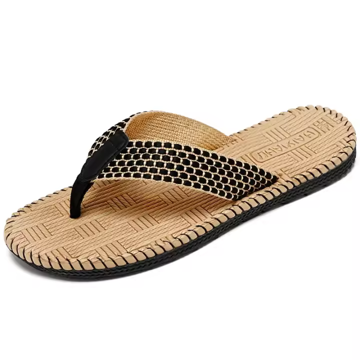 Zapatillas de Lino para Hombre Chanclas Ligeras Tejidas para Interiores, Zapatos de Dormitorio, Chanclas Informales Silenciosas, Baratas, Verano - 1