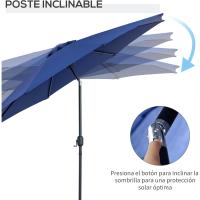 Parasol de Jardín con Manivela Ø295x250 cm Inclinable y Desmontable de Metal para Balcón, Piscina, Patio - details 38