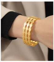 Nueva pulsera Redonda Ancha de Maple inoxidable Dorada pulsera Hueca de Mujer sin desvanecarse pulsera de muñeca Gift De Fiesta de joyería - details 3