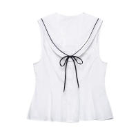 OUWU Top de Arco Decorativo Sólido de Color Elegante Cuello en V sin Mangas - details 1
