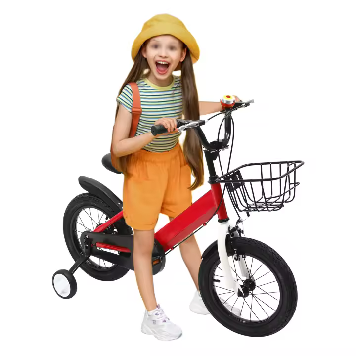 Bicicleta para niños de 14 pulgadas, bici para niños de 3 a 5 años, con ruedas de entrenamiento, cesta ajustable en altura - 1