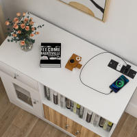 Rcynview Armario de Cocina  con Enchufe Blanco Aparador de Almacenamiento para Microondas y Cajones Ideal para Comedor Cocina Salón - details 8