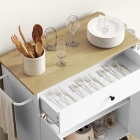Cocina con ala abatible Carrito de cocina Mueble auxiliar de cocina con ruedas 2 puertas Cajón Especiero Toallero y estante ajustable 106x42x87 cm Negro y Roble - details 17