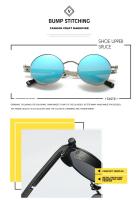 Gafas de sol Retro con tapa para hombre y mujer, lentes de sol redondas con montura pequeña de Metal, Vintage, para conducir al aire libre, para verano - details 3
