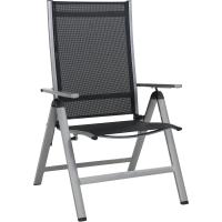 Silla de Jardín Plegable Monza, Silla Abatible de Aluminio y Textileno, Sillón de Balcón Respaldo Reclinable con 8 Posiciones, Plateado/Negro - details 20